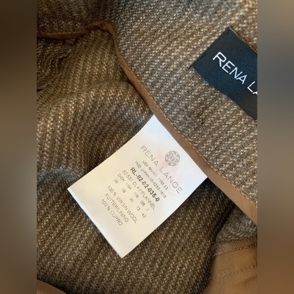 [SOLD] RENA Lange Camel Pinstripe Pure Wool Wide Leg Tailored Trousers size 8 M… - Picture 5 of 10